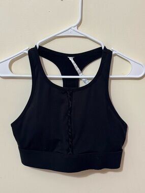 Fabletics Black Racerback Sports Bra with Braided Front